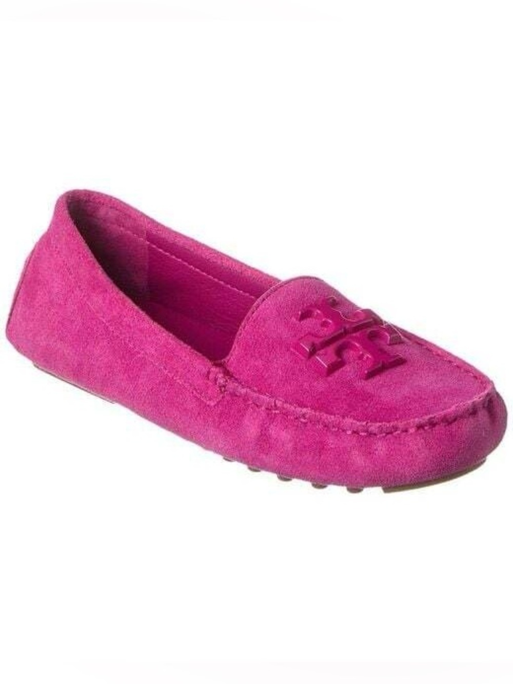 TORY BURCH Everly Dreamy Prickly Pear Fuchsia Suede Driver Loafers Flats sz 9.5